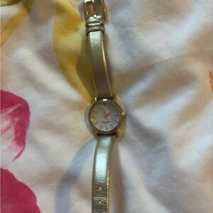 Kate Spade Leather Gold Watch with White Dial